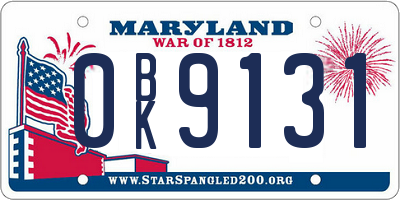 MD license plate 0BK9131