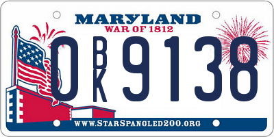 MD license plate 0BK9138