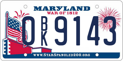 MD license plate 0BK9143