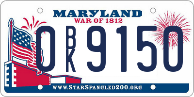 MD license plate 0BK9150
