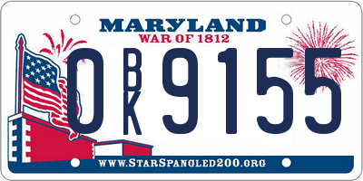 MD license plate 0BK9155