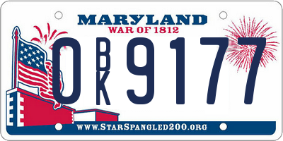 MD license plate 0BK9177