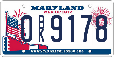 MD license plate 0BK9178