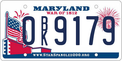 MD license plate 0BK9179