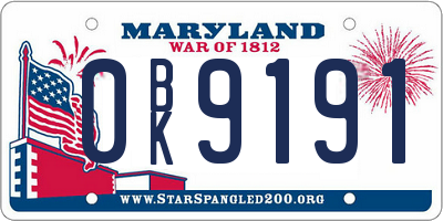 MD license plate 0BK9191