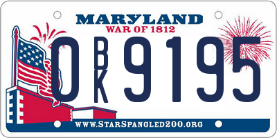 MD license plate 0BK9195
