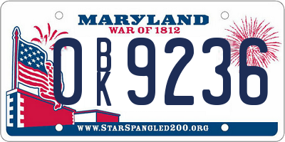 MD license plate 0BK9236