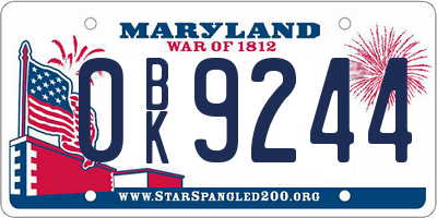 MD license plate 0BK9244