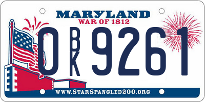 MD license plate 0BK9261