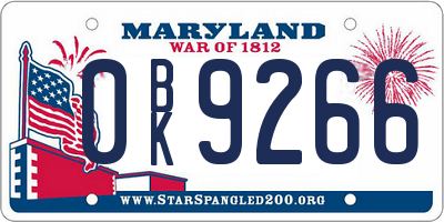 MD license plate 0BK9266
