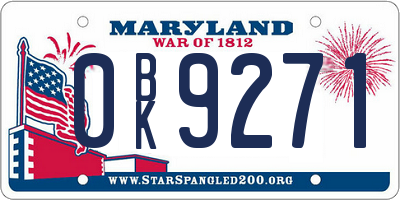 MD license plate 0BK9271