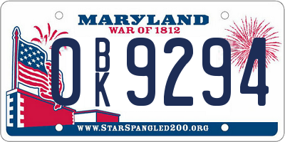 MD license plate 0BK9294