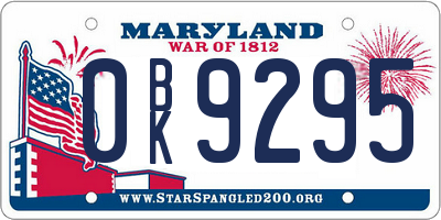 MD license plate 0BK9295