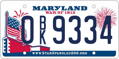MD license plate 0BK9334