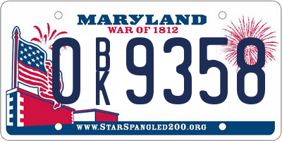 MD license plate 0BK9358