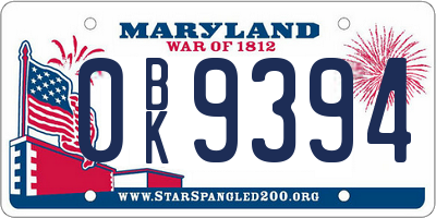 MD license plate 0BK9394