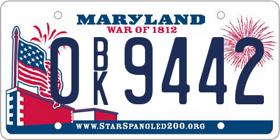 MD license plate 0BK9442