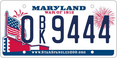 MD license plate 0BK9444