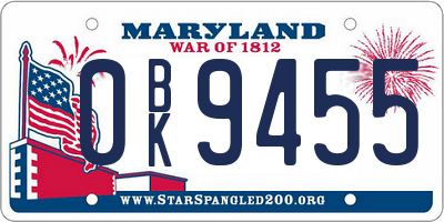 MD license plate 0BK9455