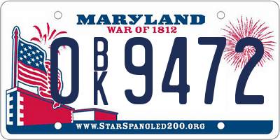 MD license plate 0BK9472