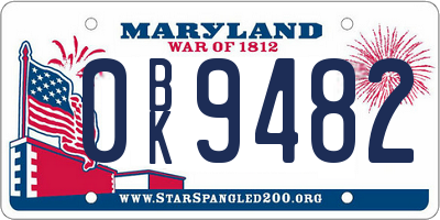 MD license plate 0BK9482
