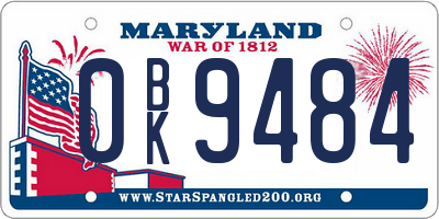 MD license plate 0BK9484