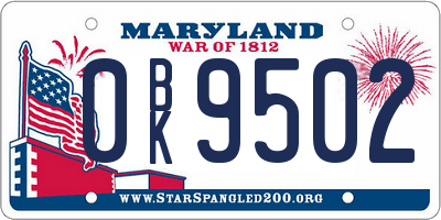 MD license plate 0BK9502