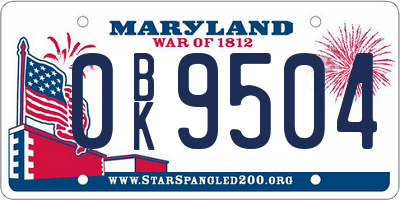 MD license plate 0BK9504