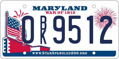 MD license plate 0BK9512