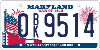 MD license plate 0BK9514