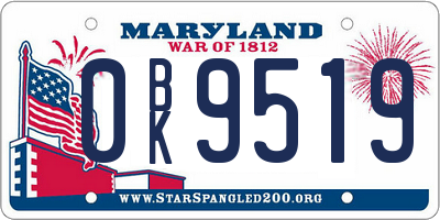 MD license plate 0BK9519