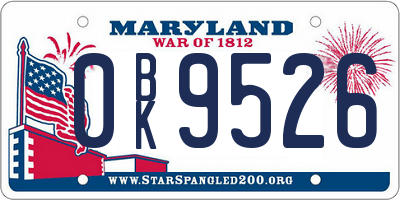 MD license plate 0BK9526