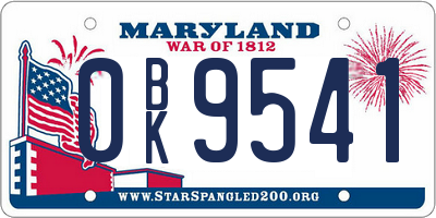 MD license plate 0BK9541