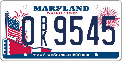 MD license plate 0BK9545