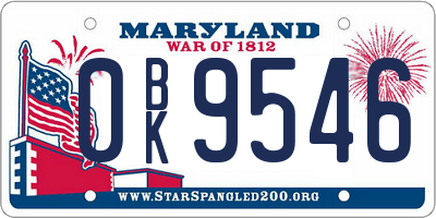 MD license plate 0BK9546