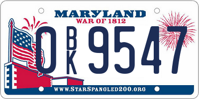 MD license plate 0BK9547