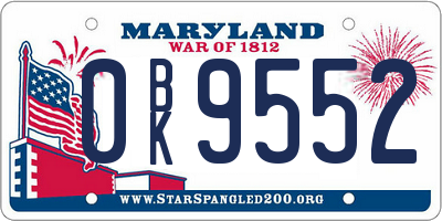 MD license plate 0BK9552