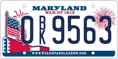 MD license plate 0BK9563