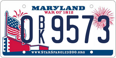 MD license plate 0BK9573