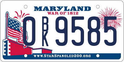 MD license plate 0BK9585