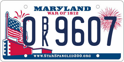 MD license plate 0BK9607