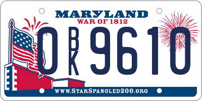 MD license plate 0BK9610