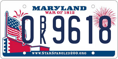 MD license plate 0BK9618