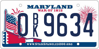 MD license plate 0BK9634