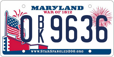 MD license plate 0BK9636