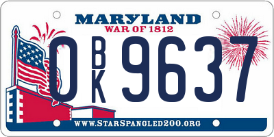 MD license plate 0BK9637