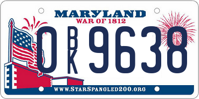 MD license plate 0BK9638