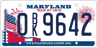 MD license plate 0BK9642