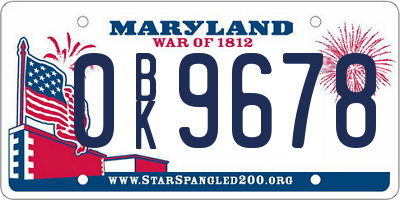 MD license plate 0BK9678