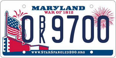 MD license plate 0BK9700